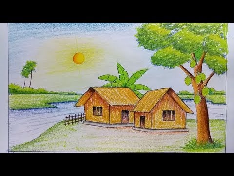 رسم منظر طبيعي - اجمل الرسومات المسليه للطفل من الطبيعه 2518