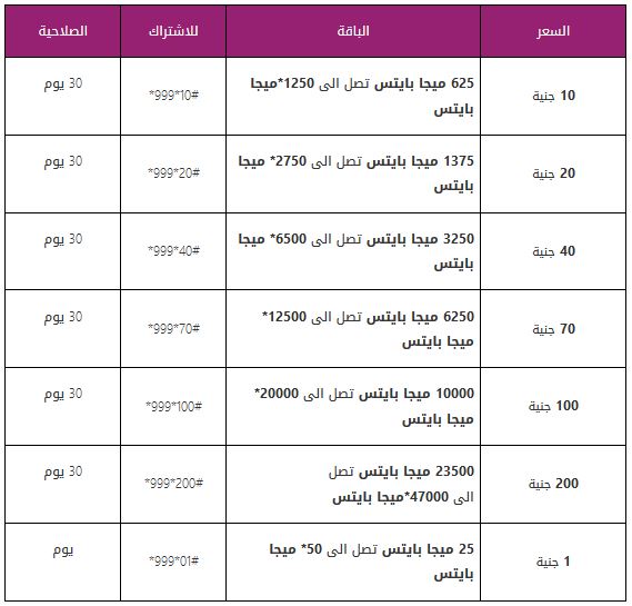 عروض وى للنت , اسرع نت فى مصر